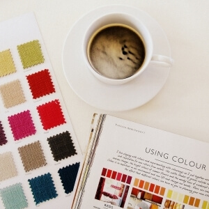 picking colours and textures over fresh coffee